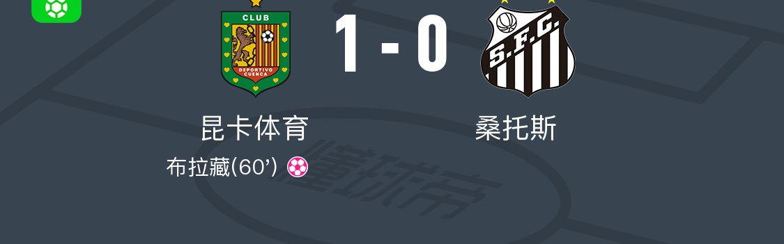 v体育-昆卡体育1-0桑托斯